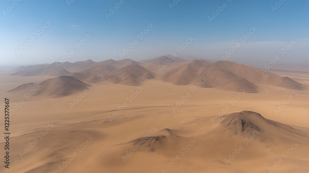 Aerial View of Sandy Desert Mountains and Rolling Dunes Aerial View of Sandy Desert Mountains and Rolling Dunes