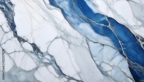 Wallpaper Mural "White and blue marble texture with natural veining, ideal for decorative tiles, backgrounds, and interior designs." Torontodigital.ca