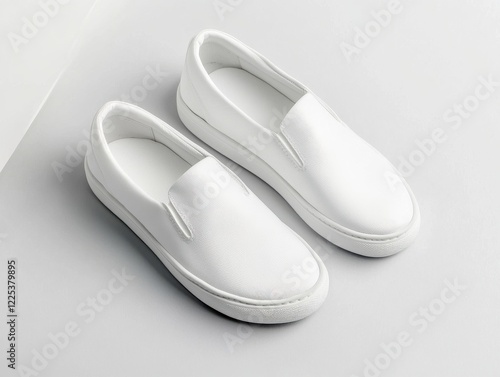 slip-on shoes mockup, Stylish white slip-on shoes with a textured design, perfect for casual occasions and comfortable wear. photo