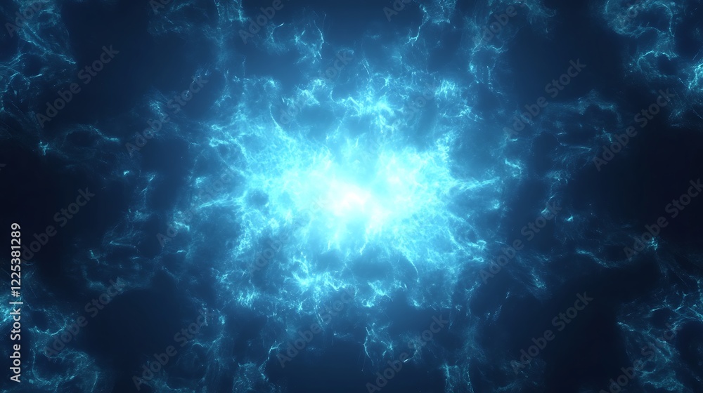 Fototapeta premium Abstract Blue Energy Burst Celestial Nebula