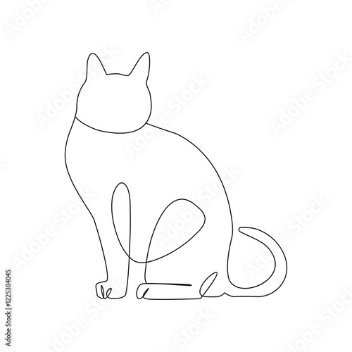 Cat continuous one line art outline Vector illustration simple animal best use for logo