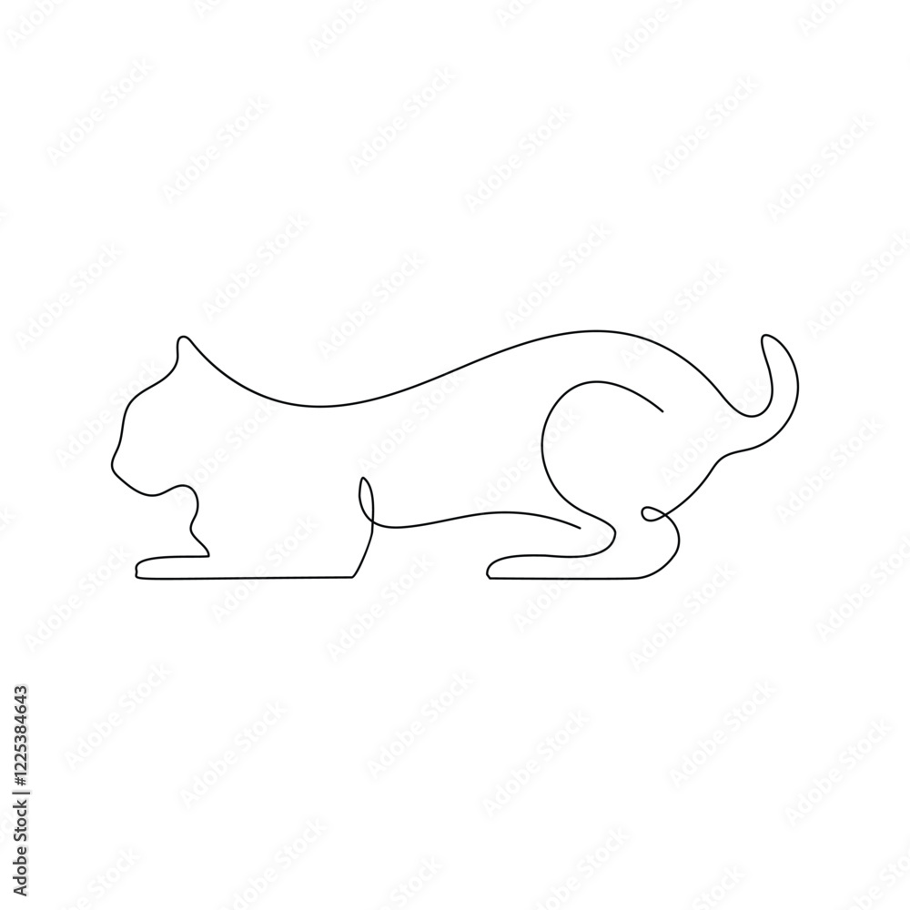 Cat continuous one line art outline Vector illustration simple animal best use for logo Cat continuous one line art outline Vector illustration simple animal best use for logo