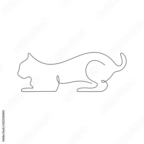 Cat continuous one line art outline Vector illustration simple animal best use for logo