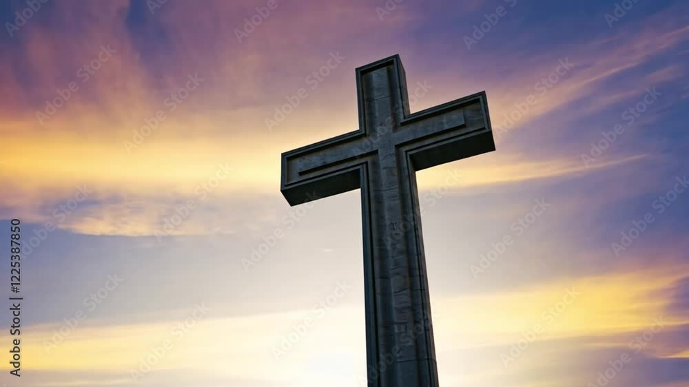 A time-lapse effect as the camera rolls through changing skies morning, noon, and dusk before settling on the Cross illuminated by the final rays of the sunset A time-lapse effect as the camera rolls through changing skies morning, noon, and dusk before settling on the Cross illuminated by the final rays of the sunset