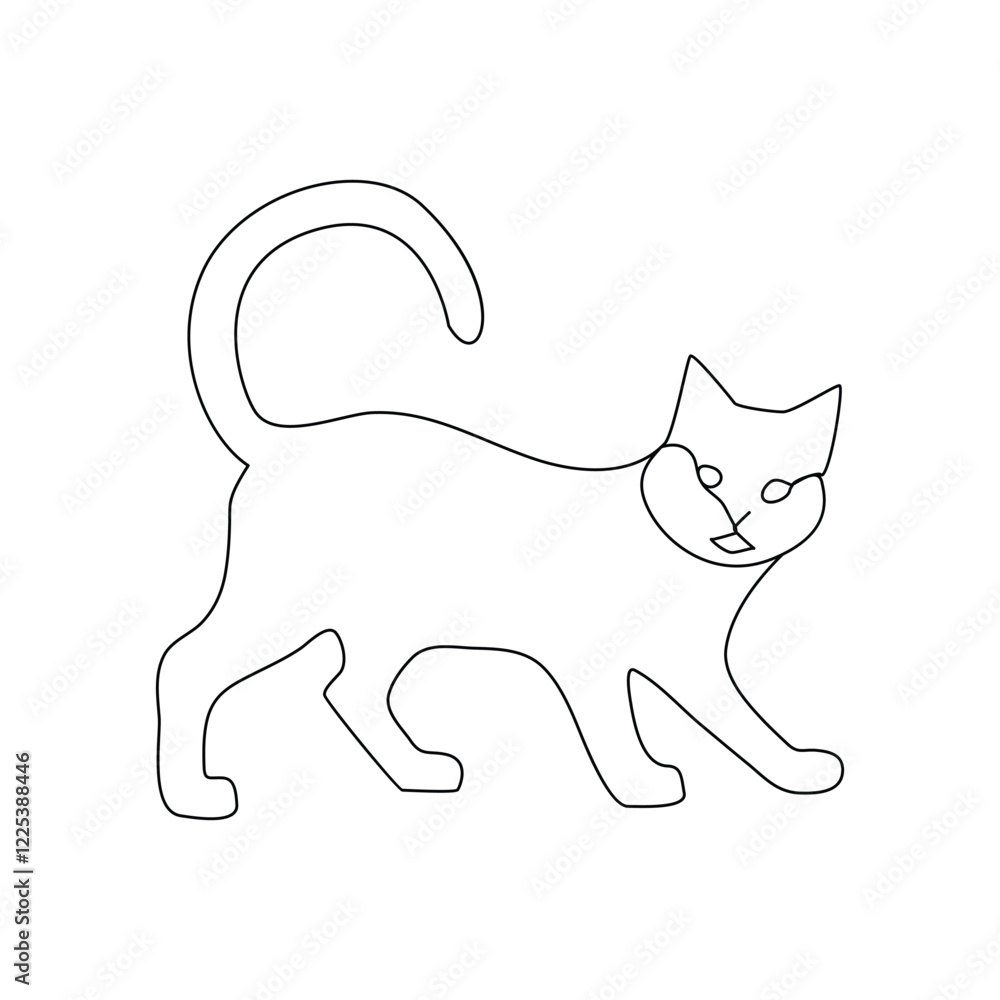 Cat continuous one line art outline Vector illustration simple animal best use for logo Cat continuous one line art outline Vector illustration simple animal best use for logo