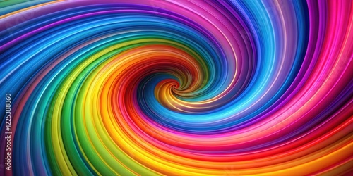 Abstract Swirling Rainbow Hues Vibrant Spiral Design for Backgrounds and Visuals