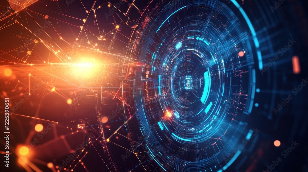 Obraz premium Abstract Digital Network Connections Showing Data Flow