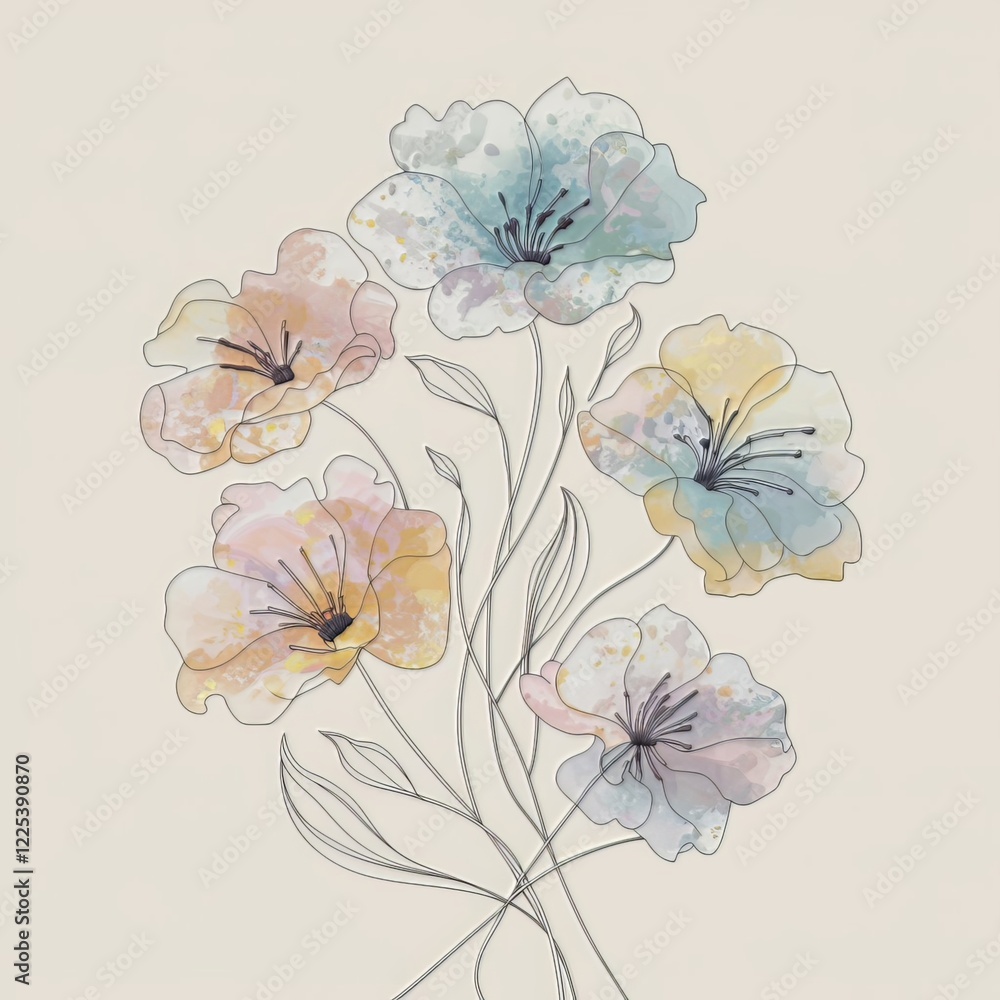 A captivating minimalist line drawing featuring an enchanting arrangement of flowers ai generated A captivating minimalist line drawing featuring an enchanting arrangement of flowers ai generated
