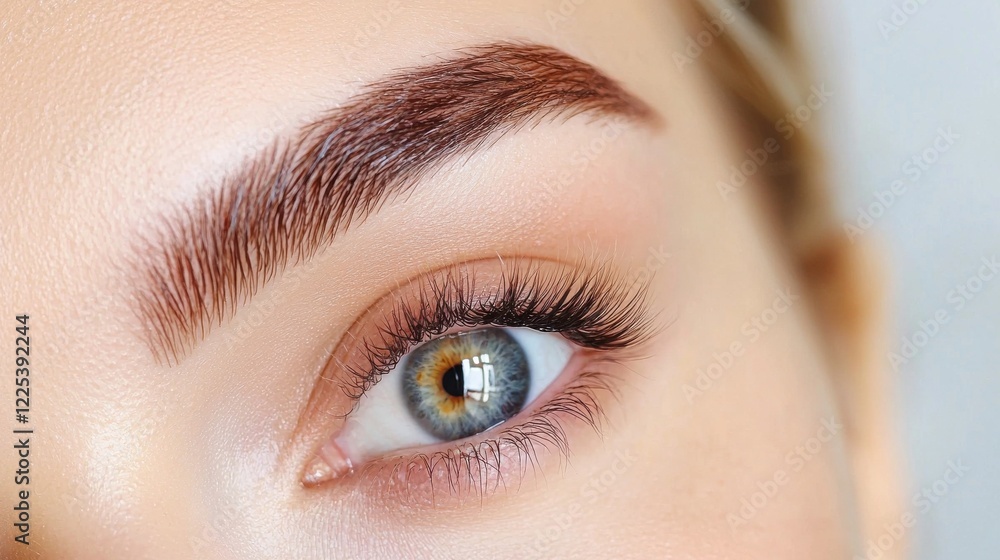 Obraz premium Mesmerizing Closeup Portrait of Elegant and Flawless Female Face with Captivating Blue Eyes