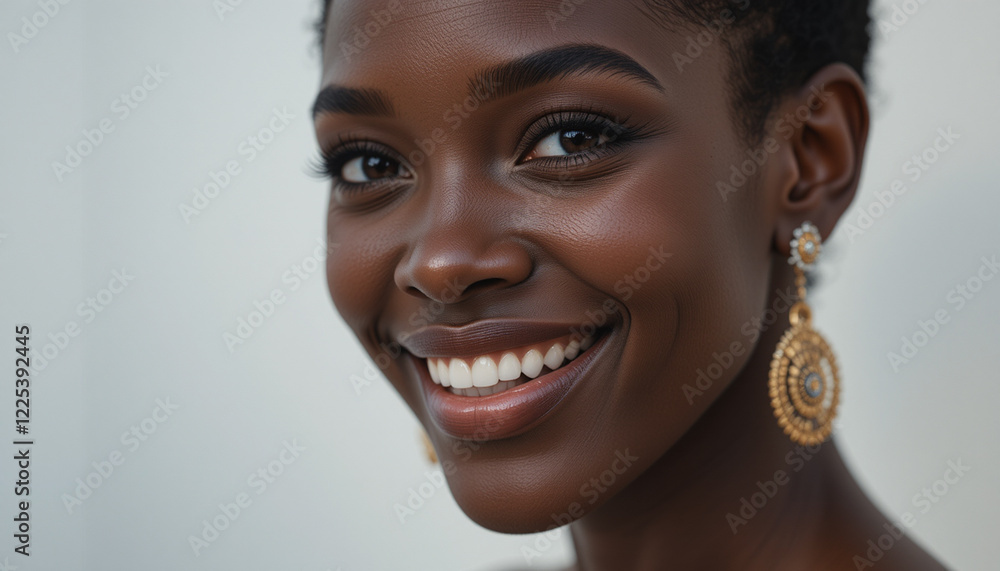 Beautiful black woman smiling. International Day of Afro-Latin American and Caribbean Women Beautiful black woman smiling. International Day of Afro-Latin American and Caribbean Women