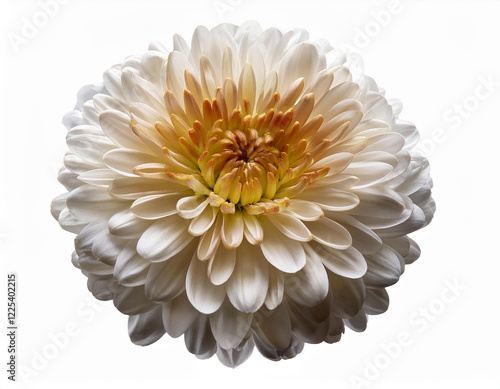 Wallpaper Mural Top view of a white and yellow flower isolated on white background. Isolate a large flower with clipping path. Taipei Chrysanthemum Exhibition. Torontodigital.ca