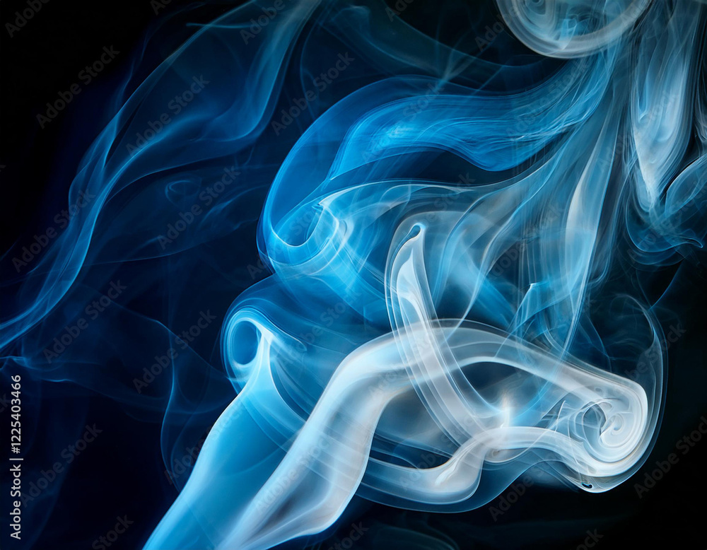 Abstract Light blue smoke on black background, Light blue background,Light blue ink on black background Abstract Light blue smoke on black background, Light blue background,Light blue ink on black background