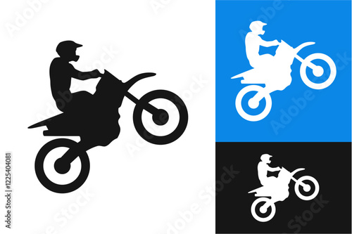 Motocross rider silhouette. Vector image