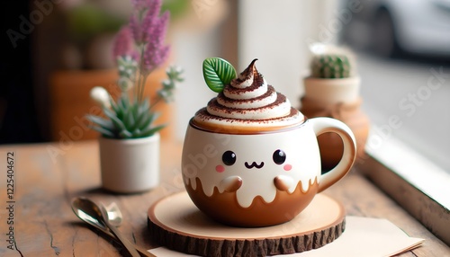 Two Hands Gently Holding a Cute Coffee Cup on the Table for a Cosy Moment