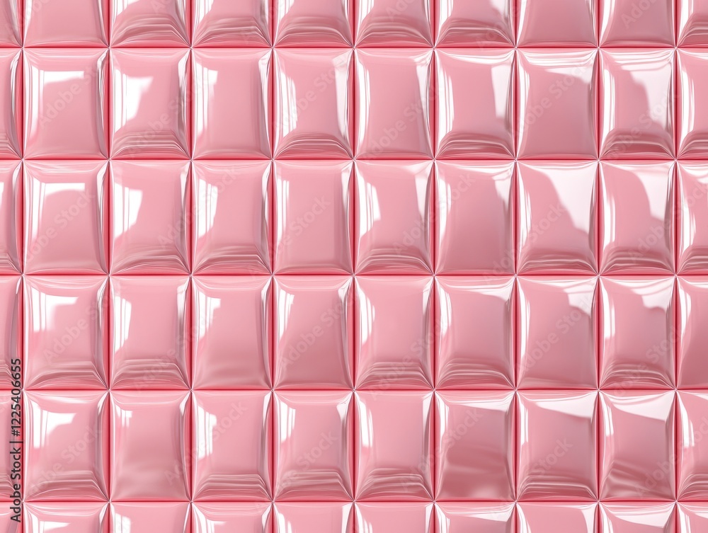 Obraz premium Pink Glossy Tiles: A captivating and seamless texture of glossy pink tiles creates a modern and minimalist backdrop, perfect for design inspiration, branding, or product photography. 