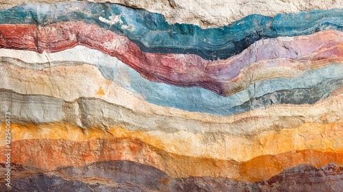 Colorful Natural Rock Layers Displaying Geological Strata Textures photo