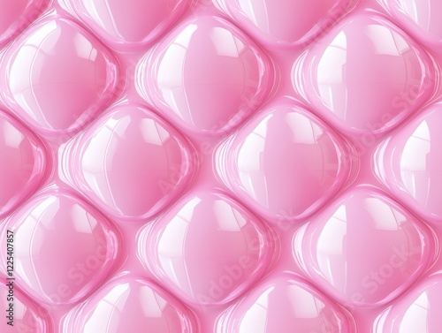 Pink Bubble Wrap Texture: A close-up shot reveals the repeating pattern of soft pink bubble wrap, its glossy surface reflecting light in a captivating display of texture and color. photo