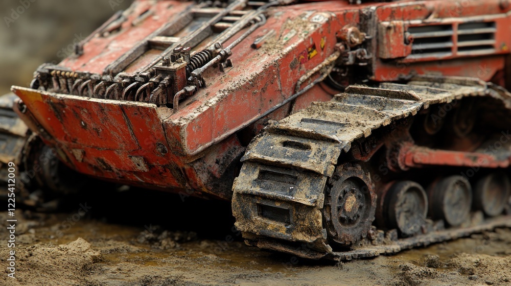 Rusty Tracked Vehicle in Mud and Dirt Rusty Tracked Vehicle in Mud and Dirt