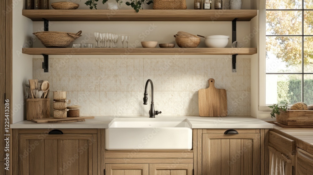 Rustic Kitchen Farmhouse Style Sink and Shelving Rustic Kitchen Farmhouse Style Sink and Shelving