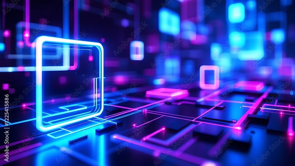 Naklejka premium Modern digital abstract 3D background. Copy space. Based on Generative AI