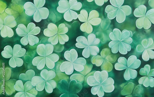 Lush green clover leaves background  
