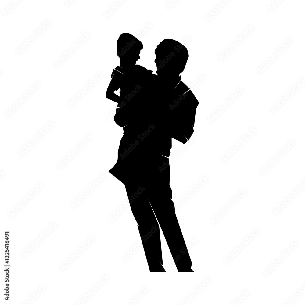 Silhouette of a father holding his son, World father's day Silhouette of a father holding his son, World father's day