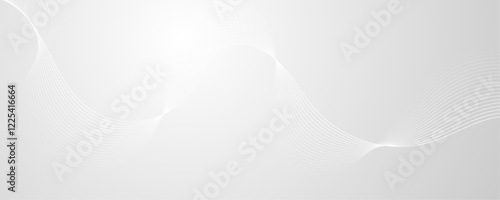 Abstract white wave dynamic curve lines on gray background. Energy technology concept modern backdrop design for business, presentation, banner.