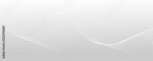 Abstract white wave dynamic curve lines on gray background. Energy technology concept modern backdrop design for business, presentation, banner.