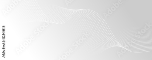 Abstract white wave dynamic curve lines on gray background. Energy technology concept modern backdrop design for business, presentation, banner.