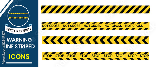 Warning tapes isolated on white background. Danger tape, caution tape,  Warning tape. Yellow, black color Construction warning border. Under construction, barricade tape, border, do not cross tape.