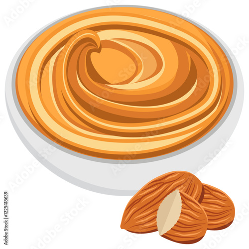 Bowl of almond butter, nut butter in bowl, almonds. 