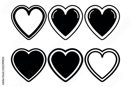 Set of Hearts, Love, Romance, and Valentine’s Day Symbols in Editable Vector Format,