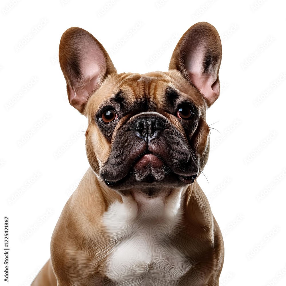 Fototapeta premium Portrait of Fawn French Bulldog standing png clipart transparent