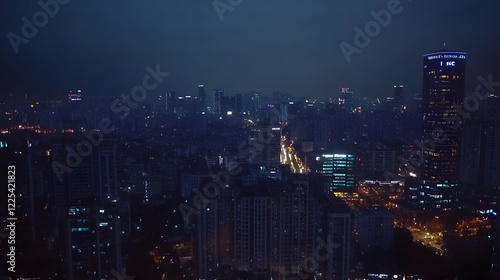 Wallpaper Mural Night cityscape, hazy skyline, urban sprawl,  background lights, website banner Torontodigital.ca