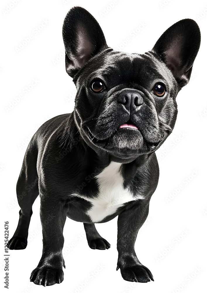 Portrait of Black French Bulldog standing png clipart transparent Portrait of Black French Bulldog standing png clipart transparent