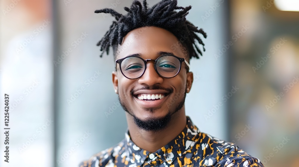 Fototapeta premium Smiling Entrepreneur Working on Laptop in Coworking Space