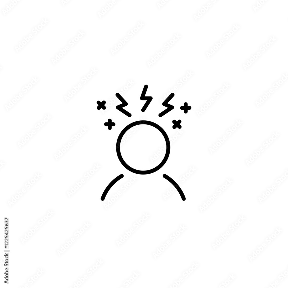 Stress or anxiety icon, flat line Vector illustration, Editable Stroke Stress or anxiety icon, flat line Vector illustration, Editable Stroke