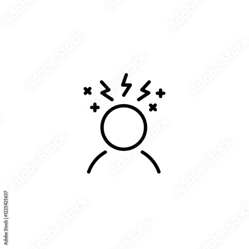Stress or anxiety icon, flat line Vector illustration, Editable Stroke