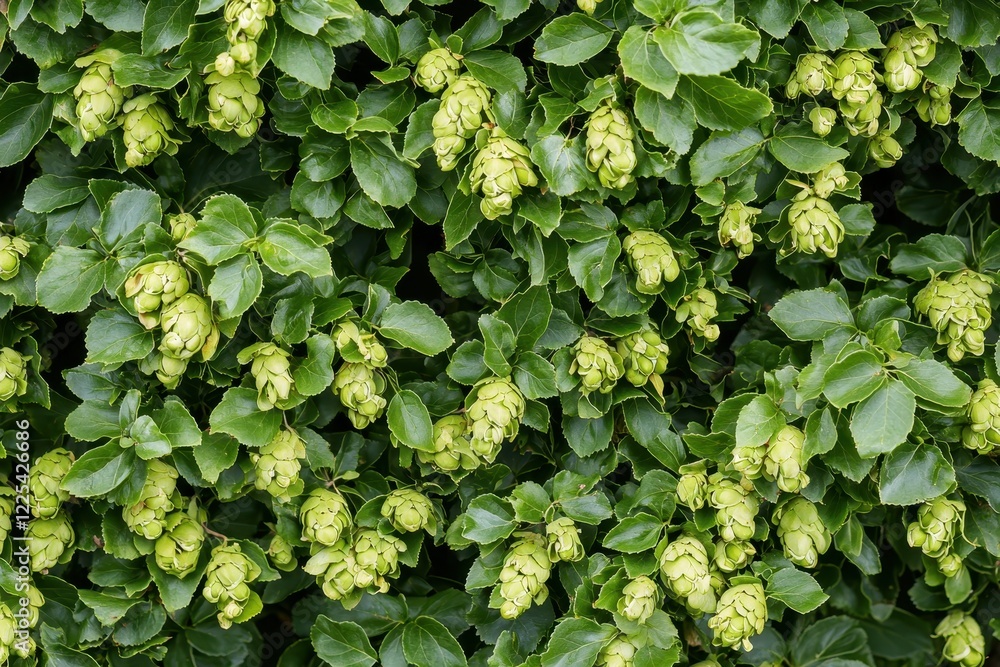 Hazelnut Shrub Close-Up A hazelnut bush with clusters of green, unripened nuts in soft focus. Hazelnut Shrub Close-Up A hazelnut bush with clusters of green, unripened nuts in soft focus.