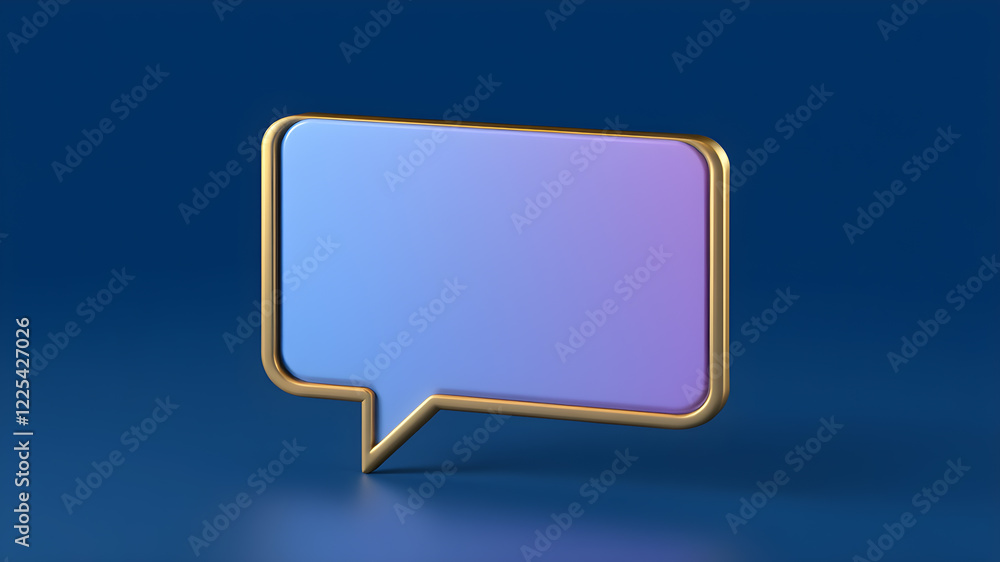 Fototapeta premium 3d icon message text speech balloon on blue background. Generative AI