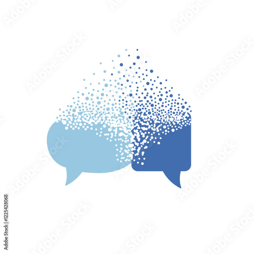 Message bubbles with destruction effect. Dispersion. Disappearing dialogue.