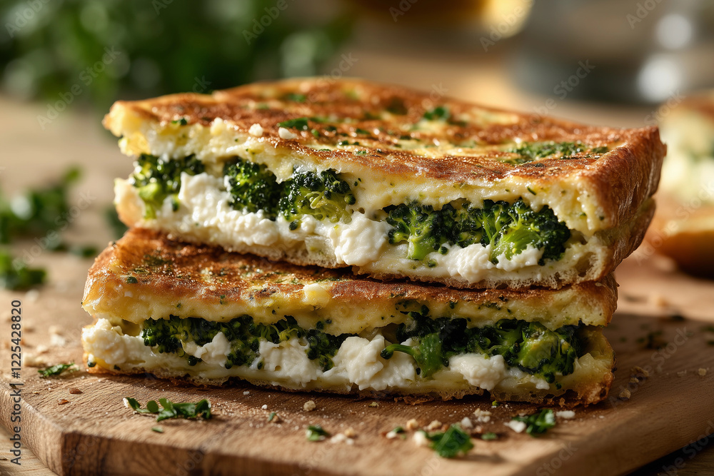 Quiche with broccoli and goat cheese, traditional open tart Quiche with broccoli and goat cheese, traditional open tart