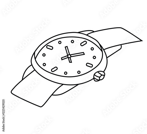 Cute cartoon hand drawn vector watch coloring page.