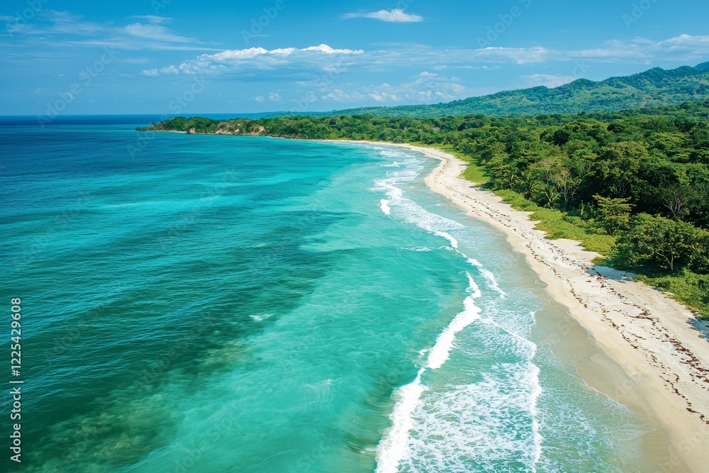 Secluded tropical beach with turquoise water and lush greenery Secluded tropical beach with turquoise water and lush greenery