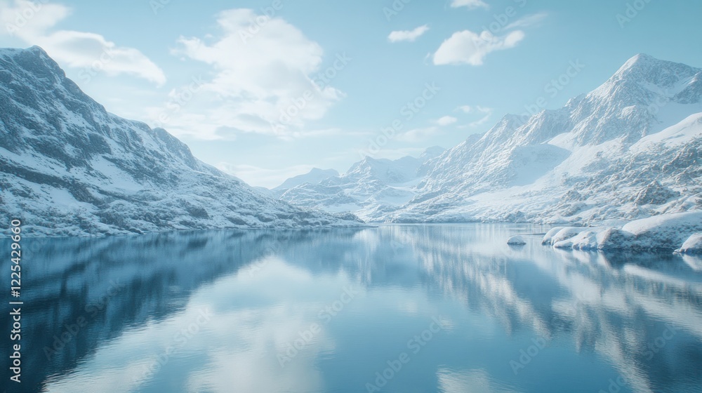 Obraz premium Serene Winter Mountain Lake Reflections