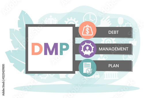 DMP - Debt Management Plan. acronym, business concept background. Vector illustration for website banner, marketing materials, business presentation, online