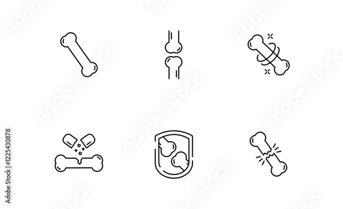 Set of Human bones icon, calcium and vitamins Symbol Outline icon, Editable Stroke