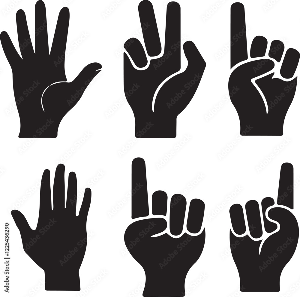 Fototapeta premium Black hand direction icon set silhouette vector art on white background. hand direction