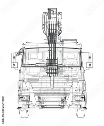Car crane. Vector rendering of 3d