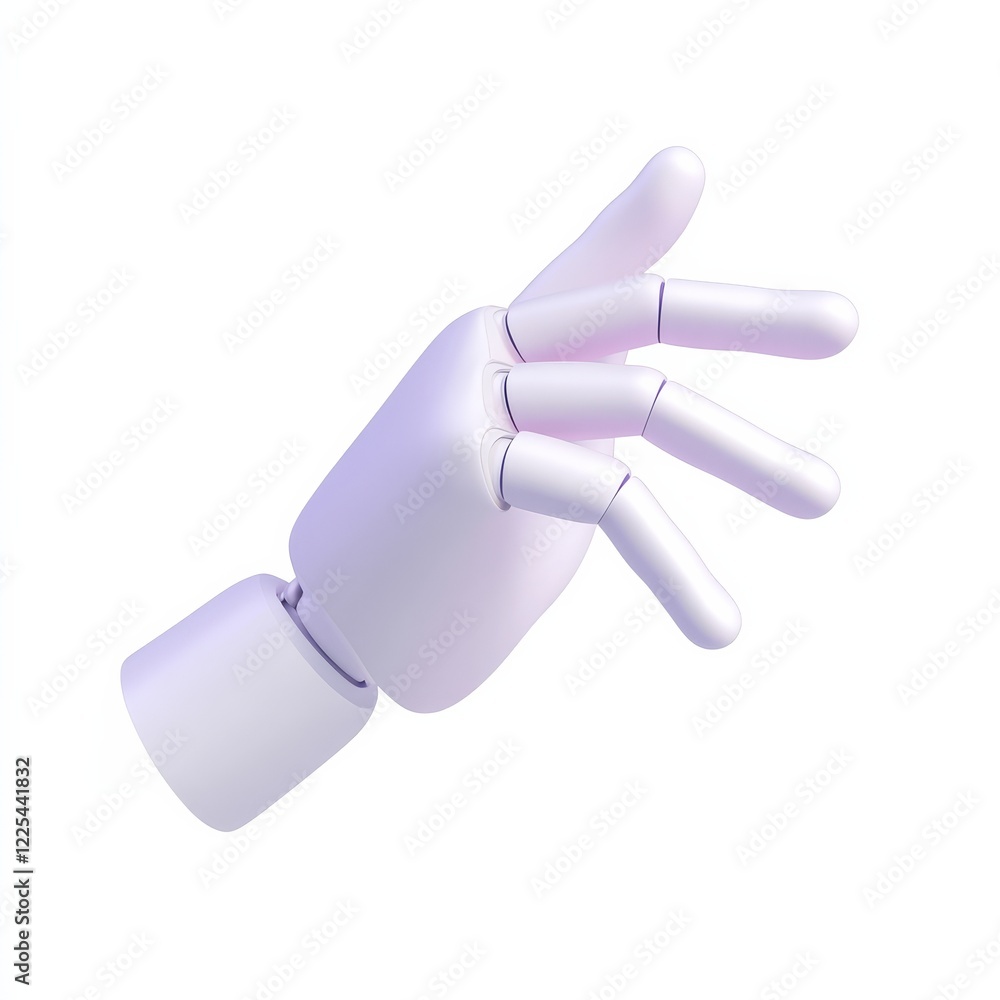 Fototapeta premium A stylized, articulated robotic hand designed for demonstrations or artistic displays, showcasing a sleek, modern aesthetic.